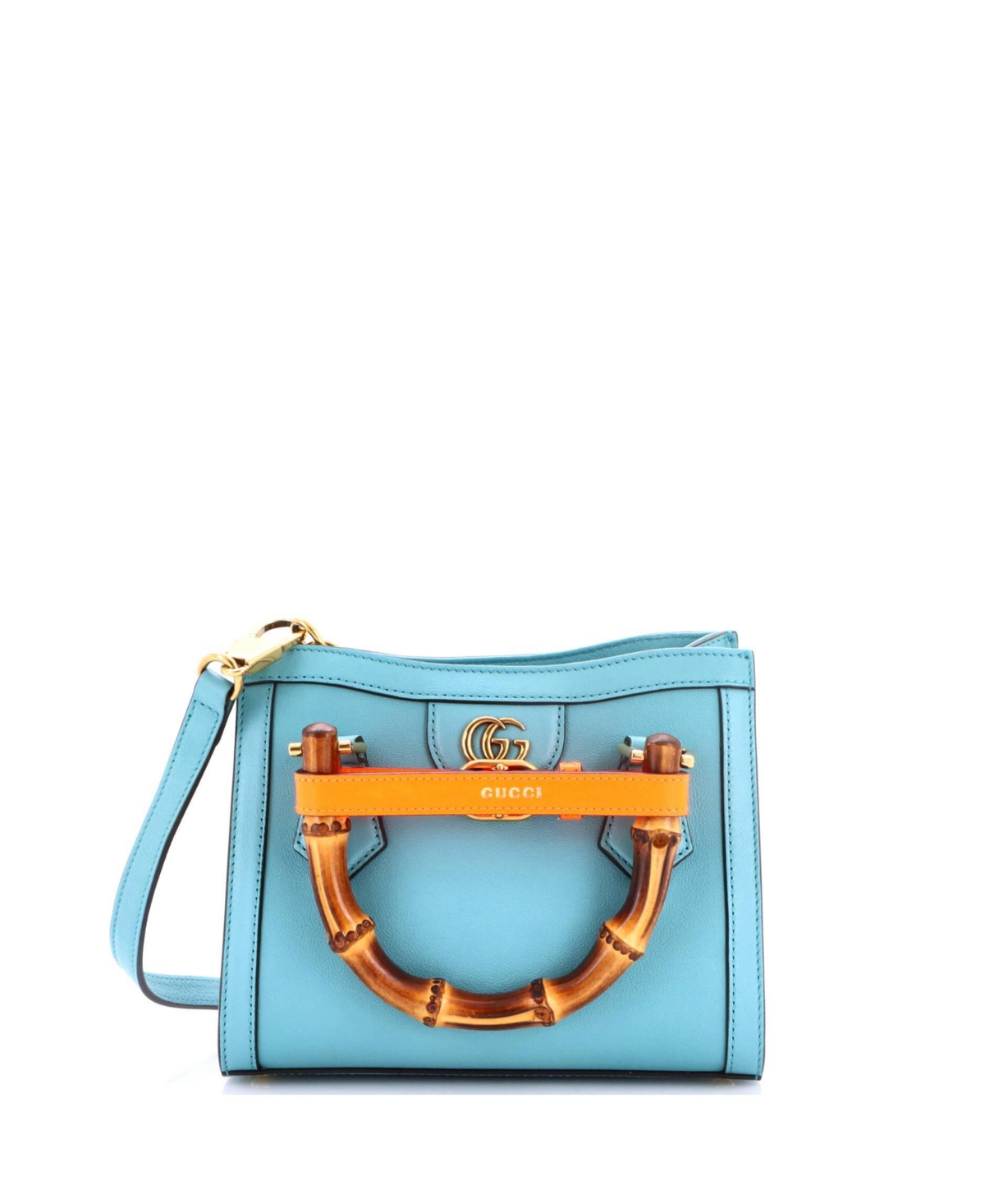 Pre-Owned Gucci Mini Diana Nm Bamboo Handle Tote Leather - Blue
