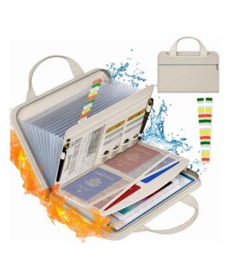 Fireproof Waterproof Accordion File Organizer 13 Pockets Expanding Folder with Card Slots