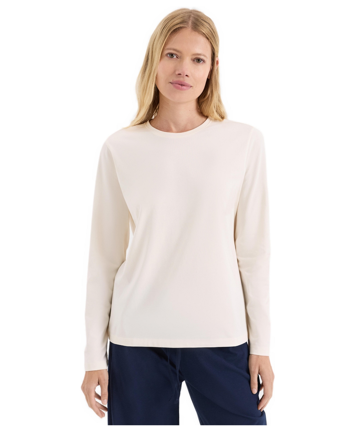 Pact Women's Organic Cotton Luxe Signature Long Sleeve Tee - Soft ivory