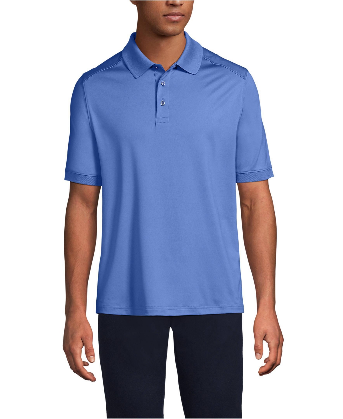 Lands' End Men's Short Sleeve Rapid Dry Active Polo Shirt - True blue