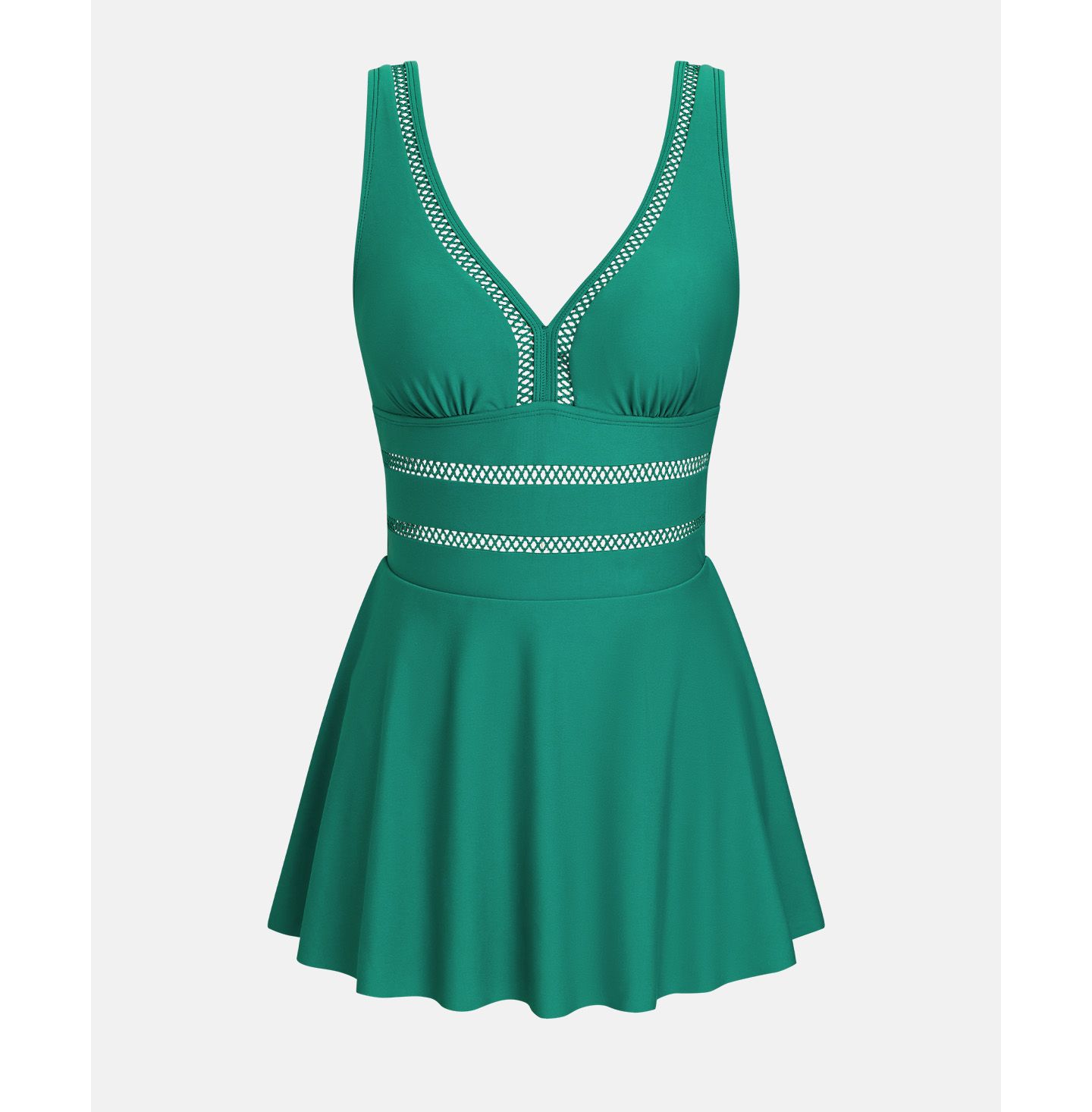 Женское платье Cupshe V Neck Mesh Trim Swim, цвет: Тёмный зелёный — фото 5