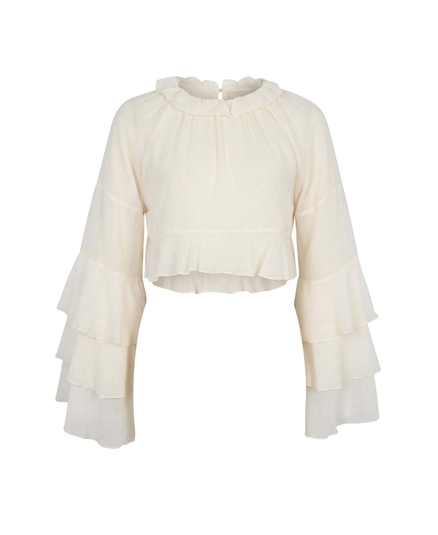 Женский комплект Modenaire Long-Sleeve Bell-Sleeve Blouse and Tiered Mini Skirt, 2-Piece Set — фото 5