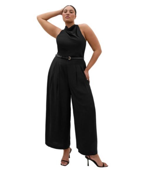 Женский комбинезон CITY CHIC Clara Halter Wide Leg Jumpsuit, цвет: Чёрный