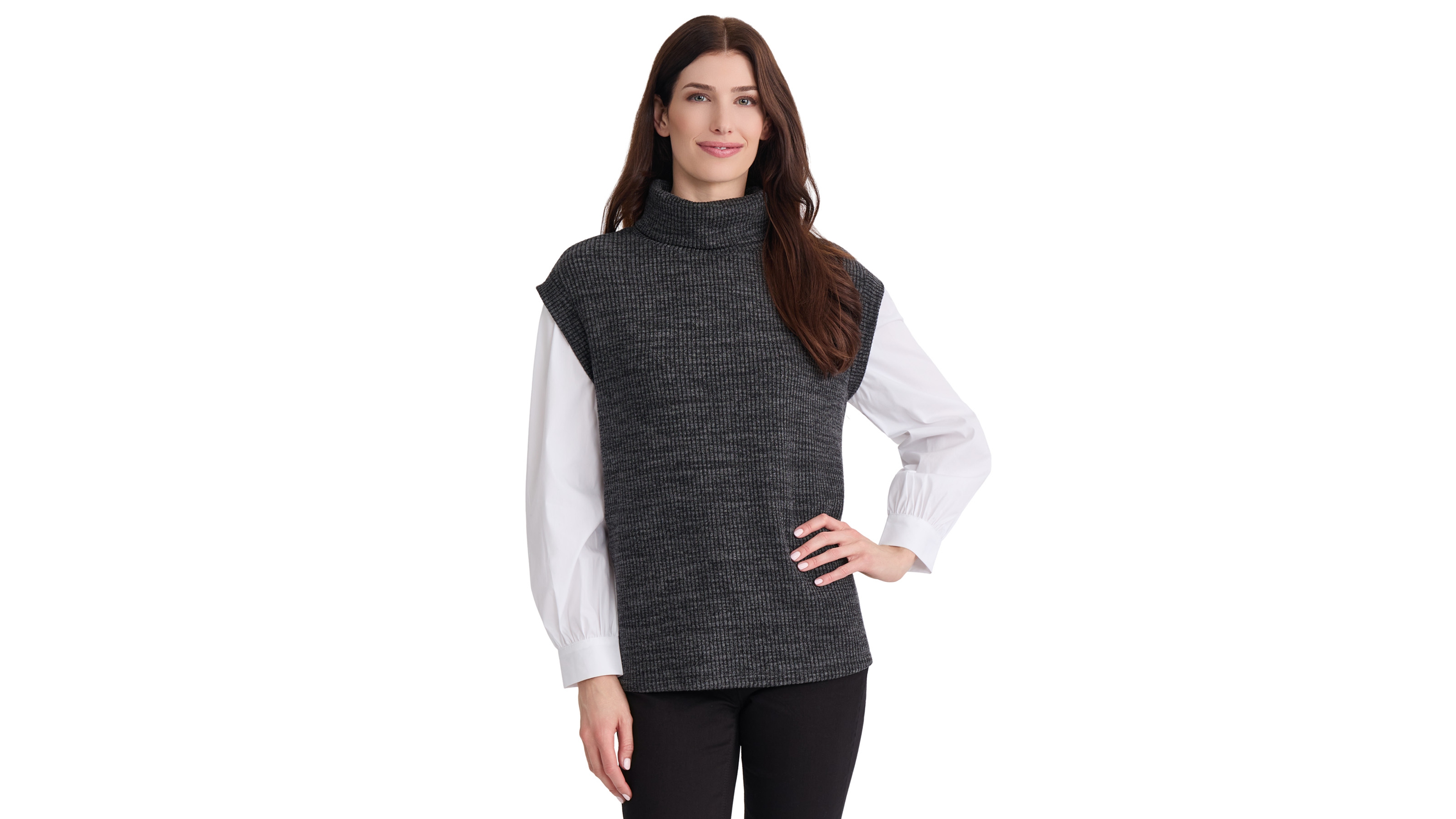 Jones New York Women's Twofer Turtleneck Long-Sleeve Sweater
