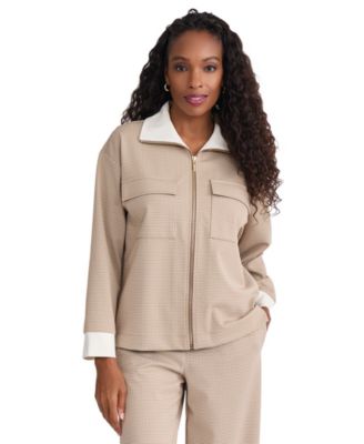 Women's Full-Zip Mock-Neck Long-Sleeve Sweater