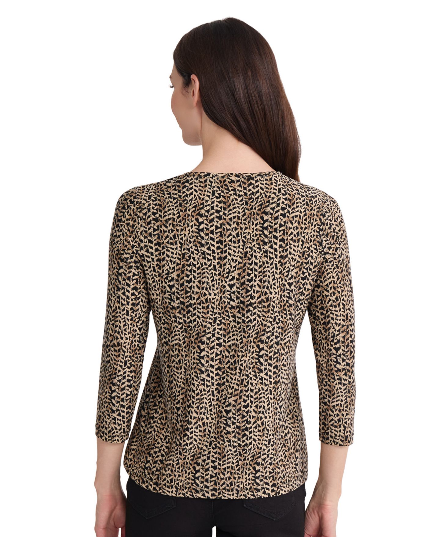 Женский топ Jones New York 3/4-Sleeve Print Bar Keyhole, цвет: Чёрный разноцветный — фото 4
