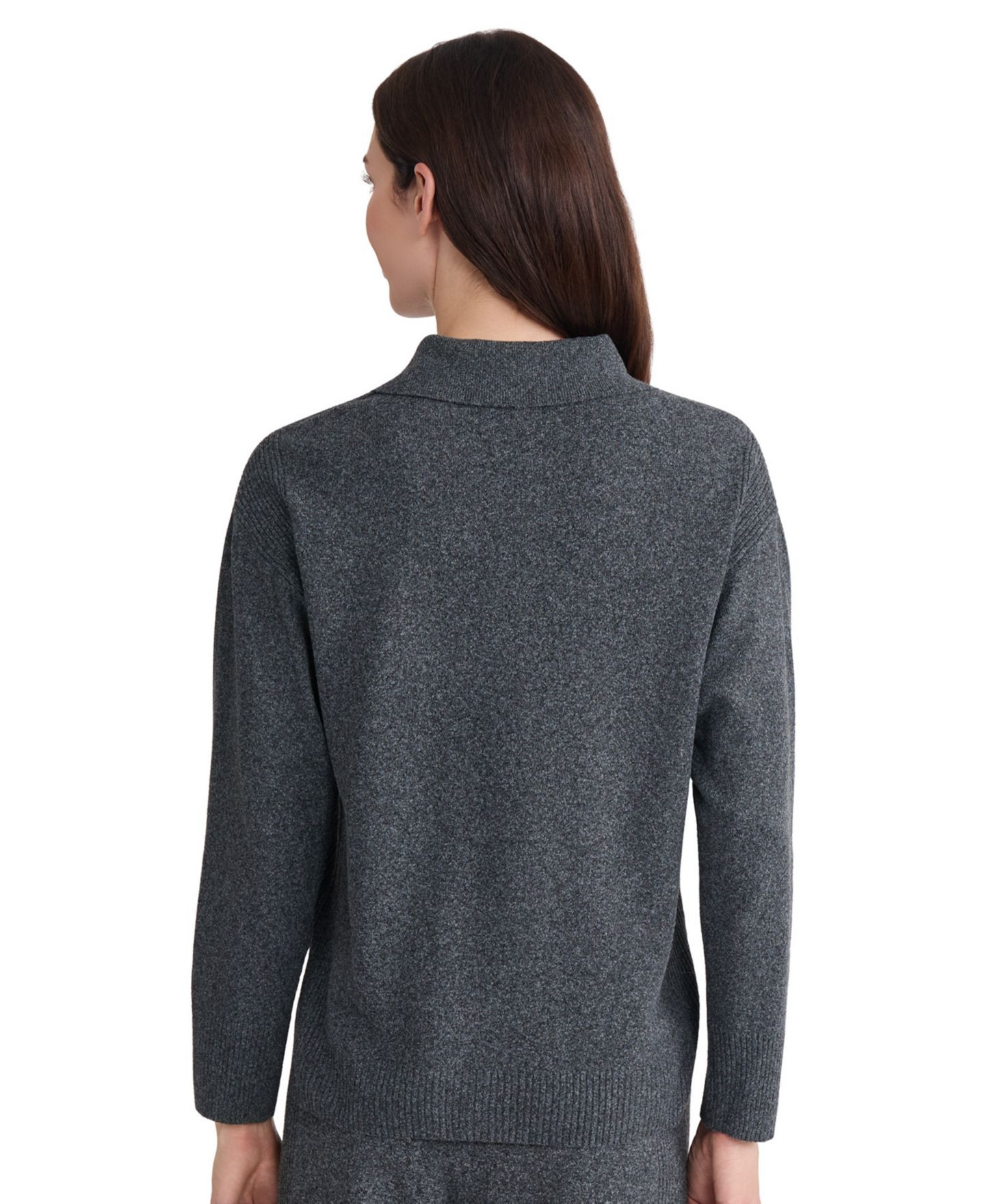 Женский свитер Jones New York Long-Sleeve Polo Pullover Top, цвет: Тёмный меланжевый — фото 2