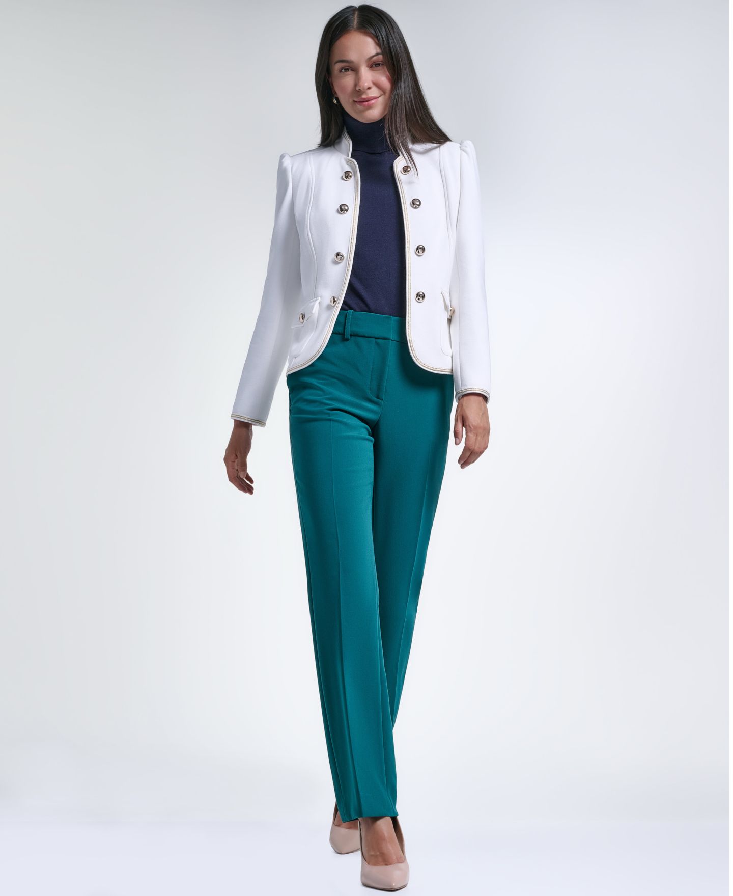 Женская куртка Tommy Hilfiger Picuba Band Collar Shoulder-Padding, цвет: Слоновая кость — фото 3