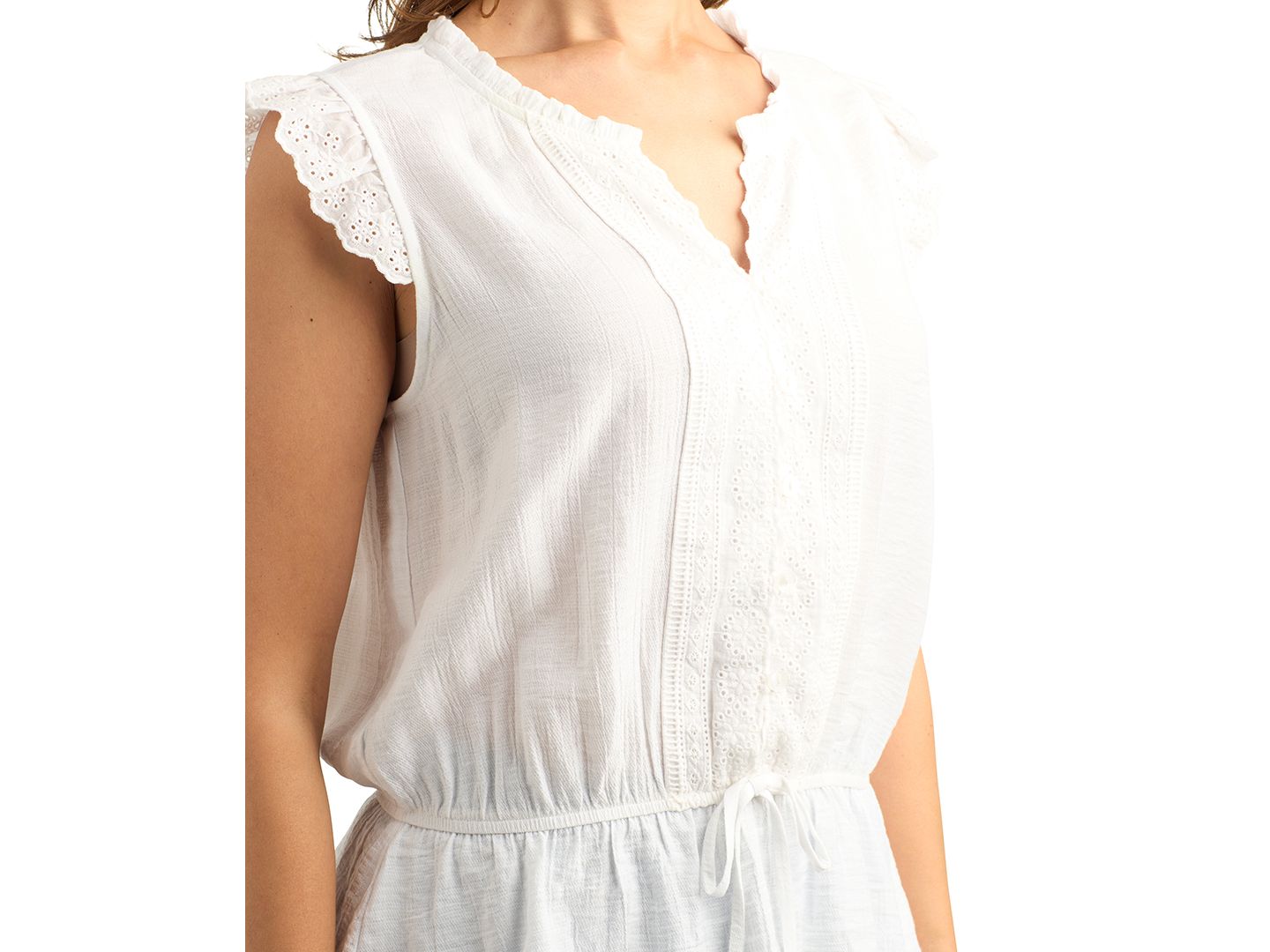 Женский топ BCX Juniors' Flutter Sleeve Peplum V-Neck, цвет: Молочный белый — фото 4