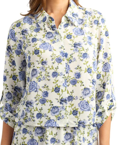 Женская блузка BCX Juniors' Floral-Print Ottoman 3/4-Sleeve, цвет: Pat D