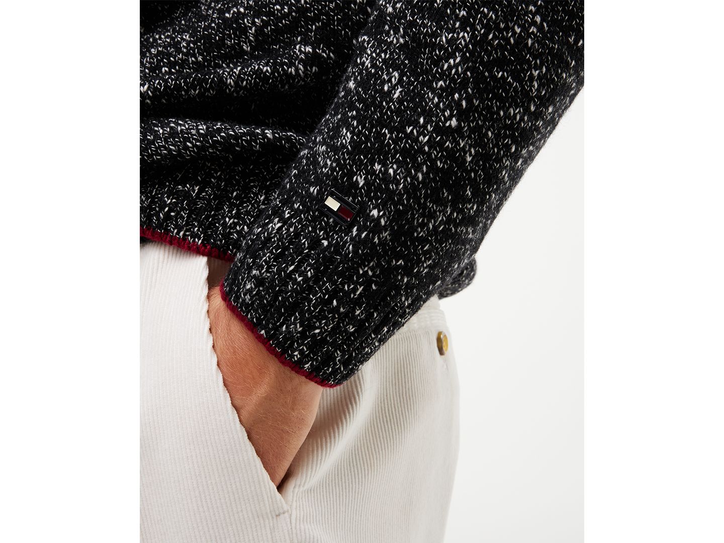 Мужской свитер Tommy Hilfiger Donegal Wool-Blend Crewneck, цвет: Тёмно-синий — фото 3