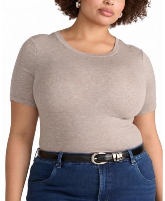 Plus Size Cloud Rib Fine Ribbed Fitted T-Shirt