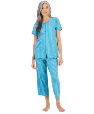 Women's 2-Piece Cotton Printed Cropped Pajama set