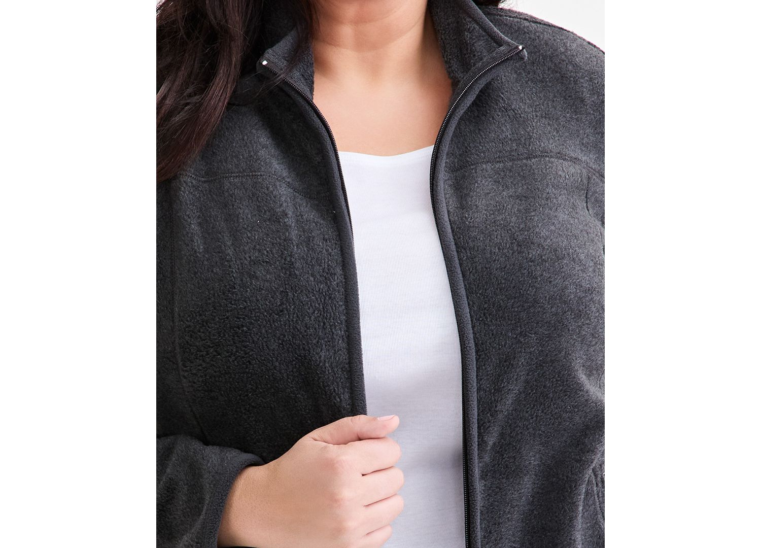 Plus Size Polar Fleece Zip-Front Jacket
