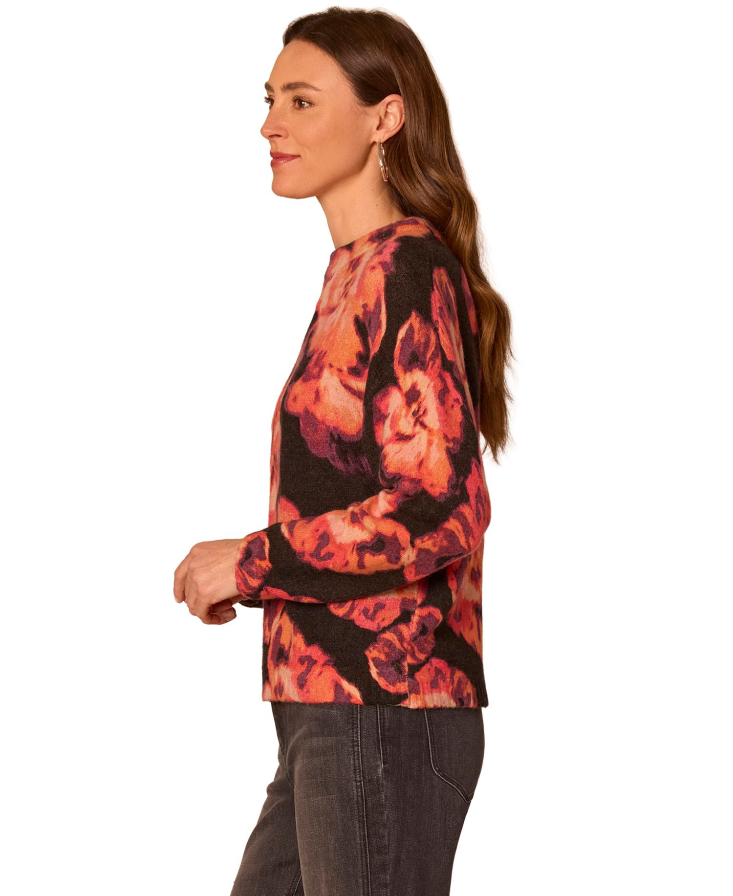 Petite Mock Neck Printed Sweater