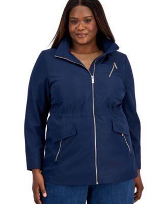 Michael Kors Plus Size Zip-Front Hooded Anorak