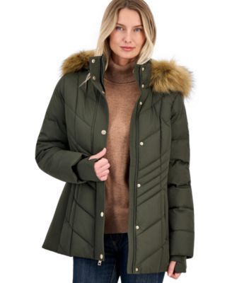 Women's Faux-Fur-Trim Hooded Puffer Coat, Created for Macy's