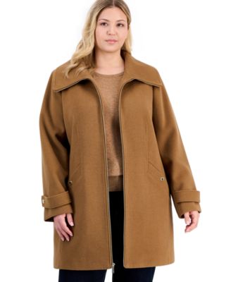 Plus Size Collared Zip-Front Coat