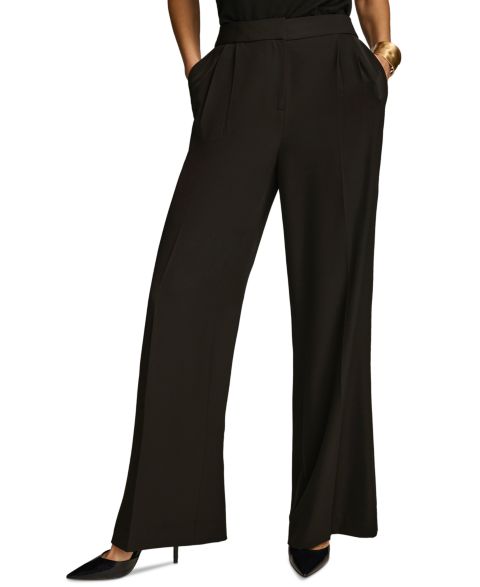 Женские брюки Donna Karan New York Pleat Front Wide-Leg, цвет: Чёрный