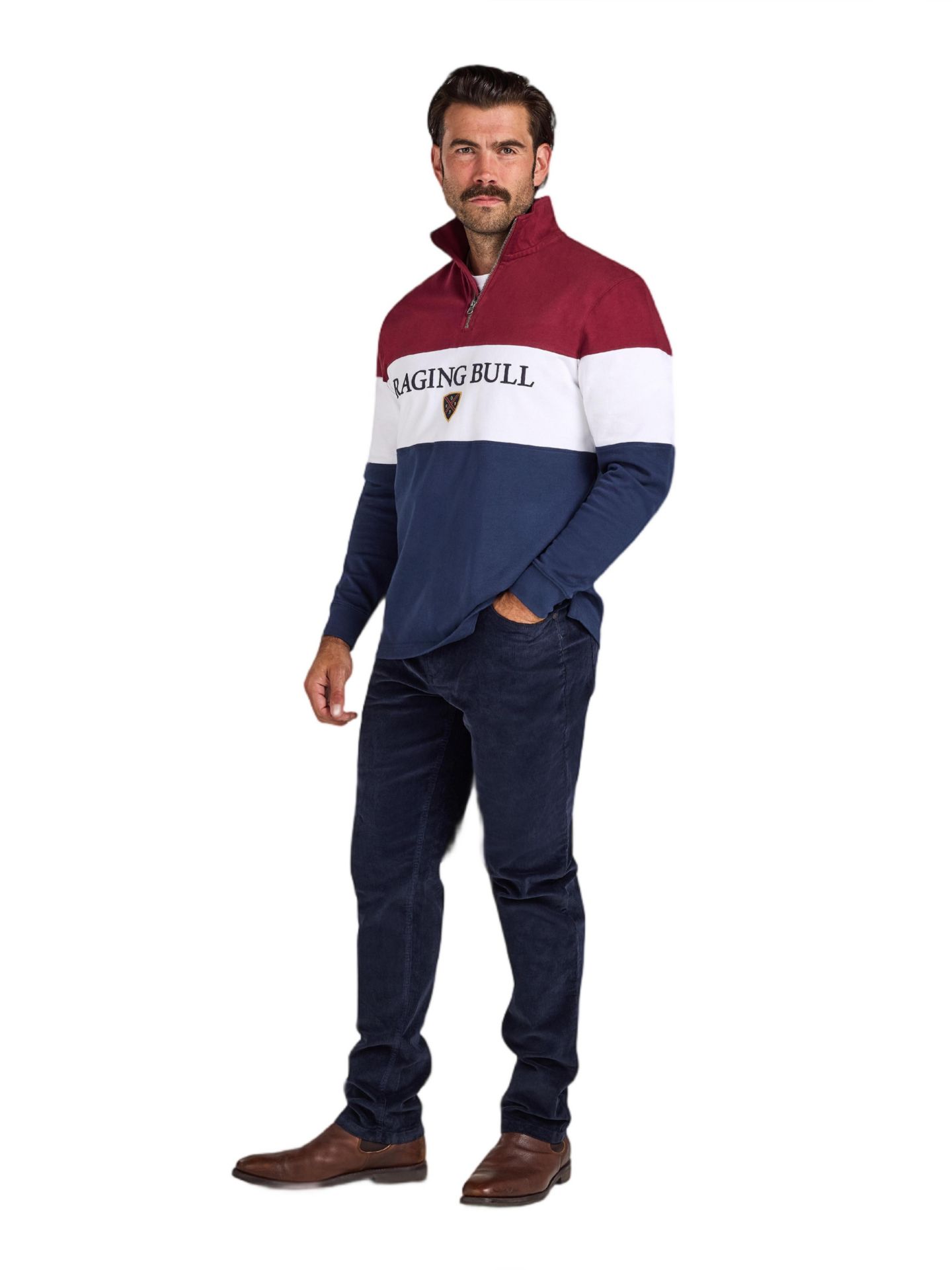 Мужская толстовка Raging Bull Quarter Zip Relaxed-Fit Long-Sleeve, цвет: Тёмно-синий / Красный — фото 2