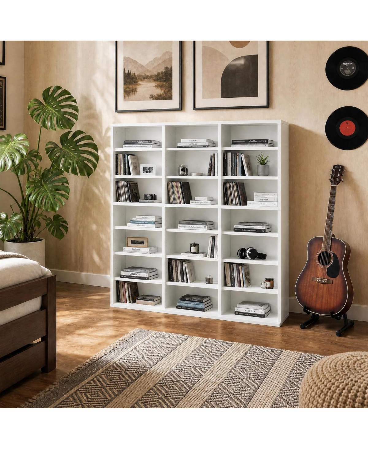 Gaomon 7-Tier Wood 21-Compartment Adjustable Shelf Media Storage Tower