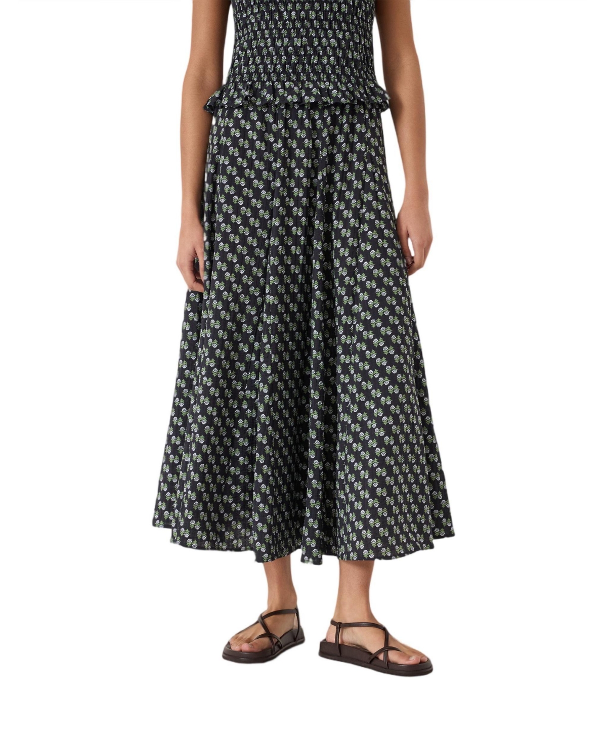 Hush Women's Mavi Godet A-Line Crinkle Midi Skirt