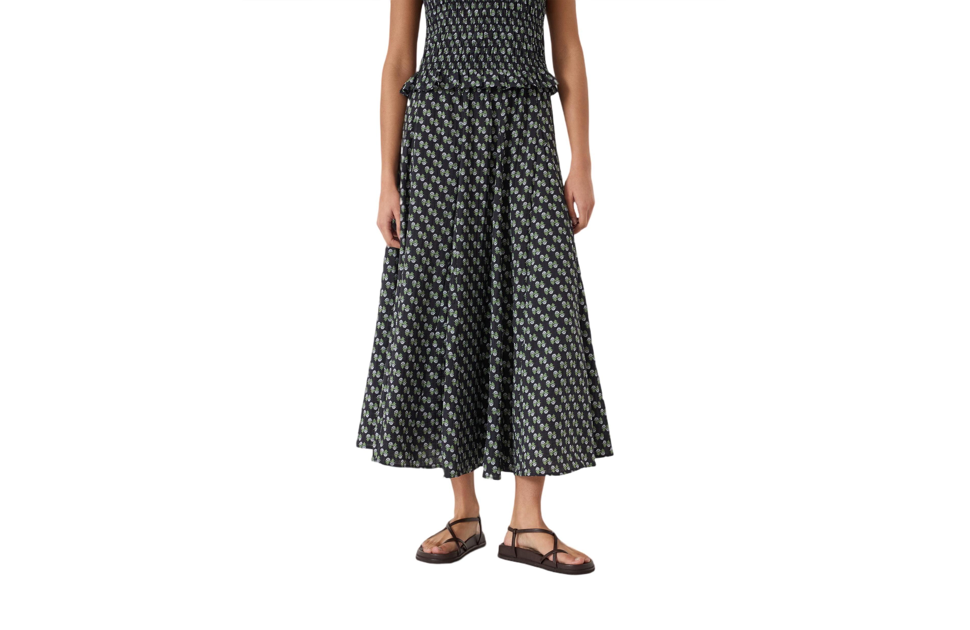 Hush Women's Mavi Godet A-Line Crinkle Midi Skirt