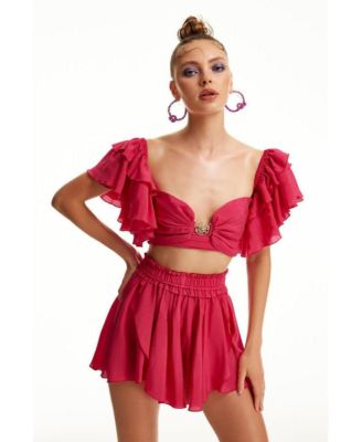 Women's Whimsy Sweetheart-Neck Ruffled Top