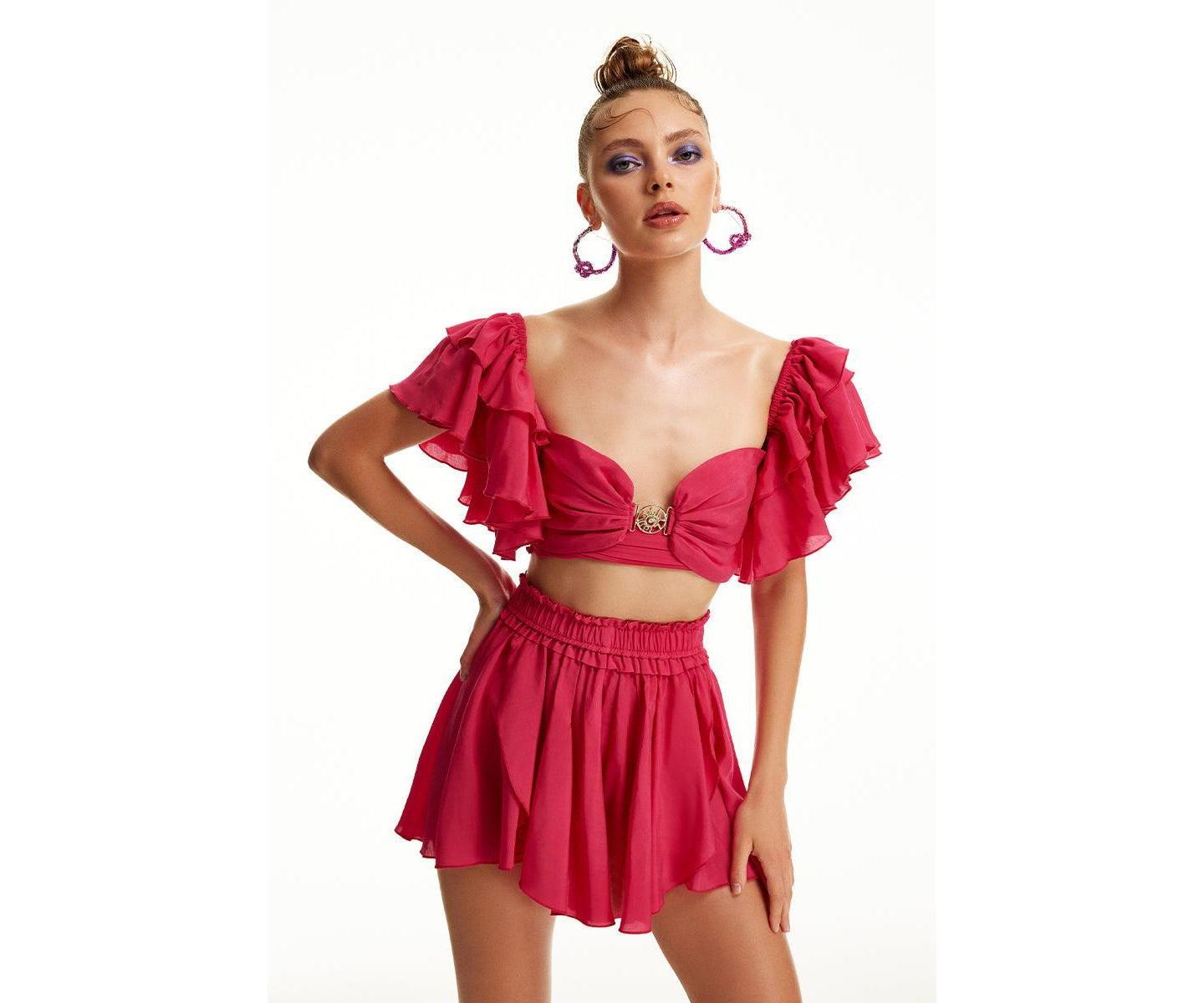 Женский топ Luna B Whimsy Sweetheart-Neck Ruffled — фото 1