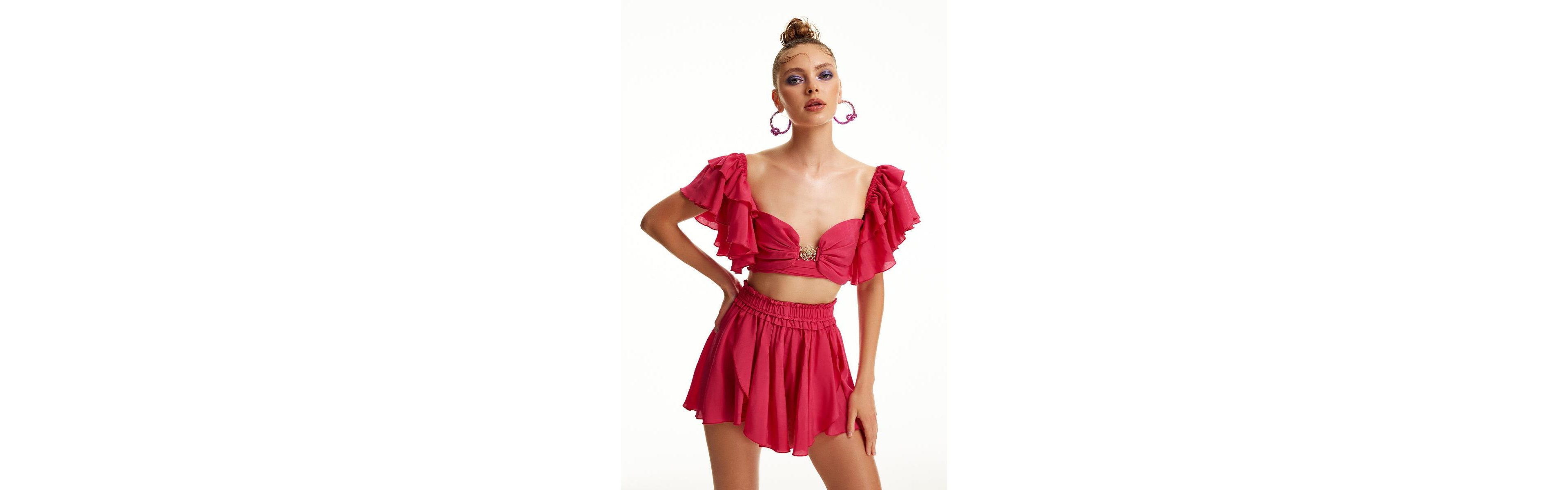 Luna B Women's Whimsy Sweetheart-Neck Ruffled Top