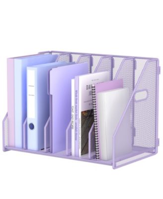 5 Vertical Desk File Organizer Metal Mesh Desktop Storage Holder For Office Home School