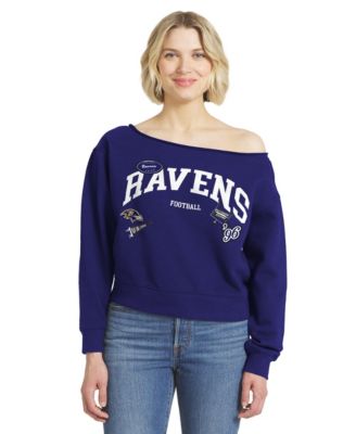 Women's  Purple Baltimore Ravens Off-the-Shoulder Sweatshirt
