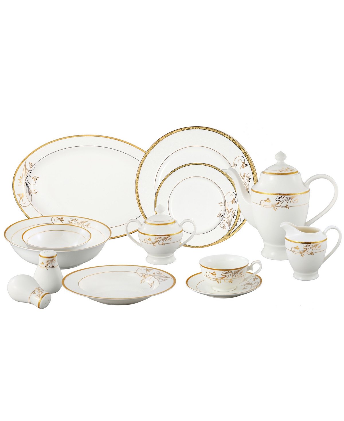 Lorren Home Trends Rosalia 57-pc Dinnerware Set, Service for 8