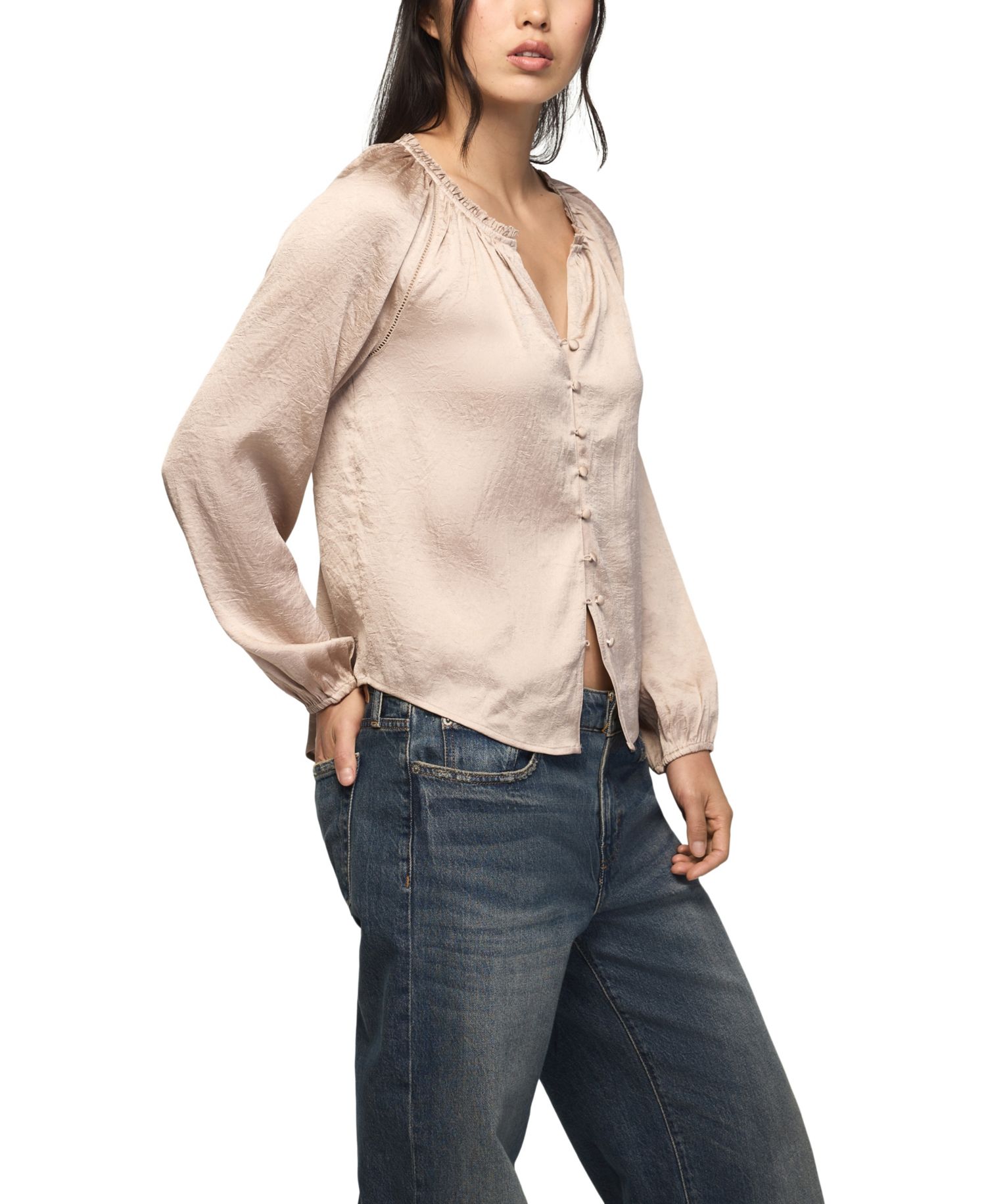 Women's Long-Sleeve Raglan Peasant Top