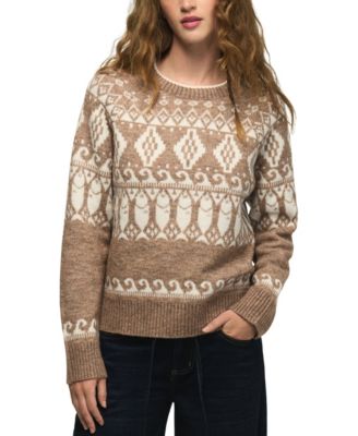 Women's Raglan Crewneck Fair Isle Long-Sleeve Sweater
