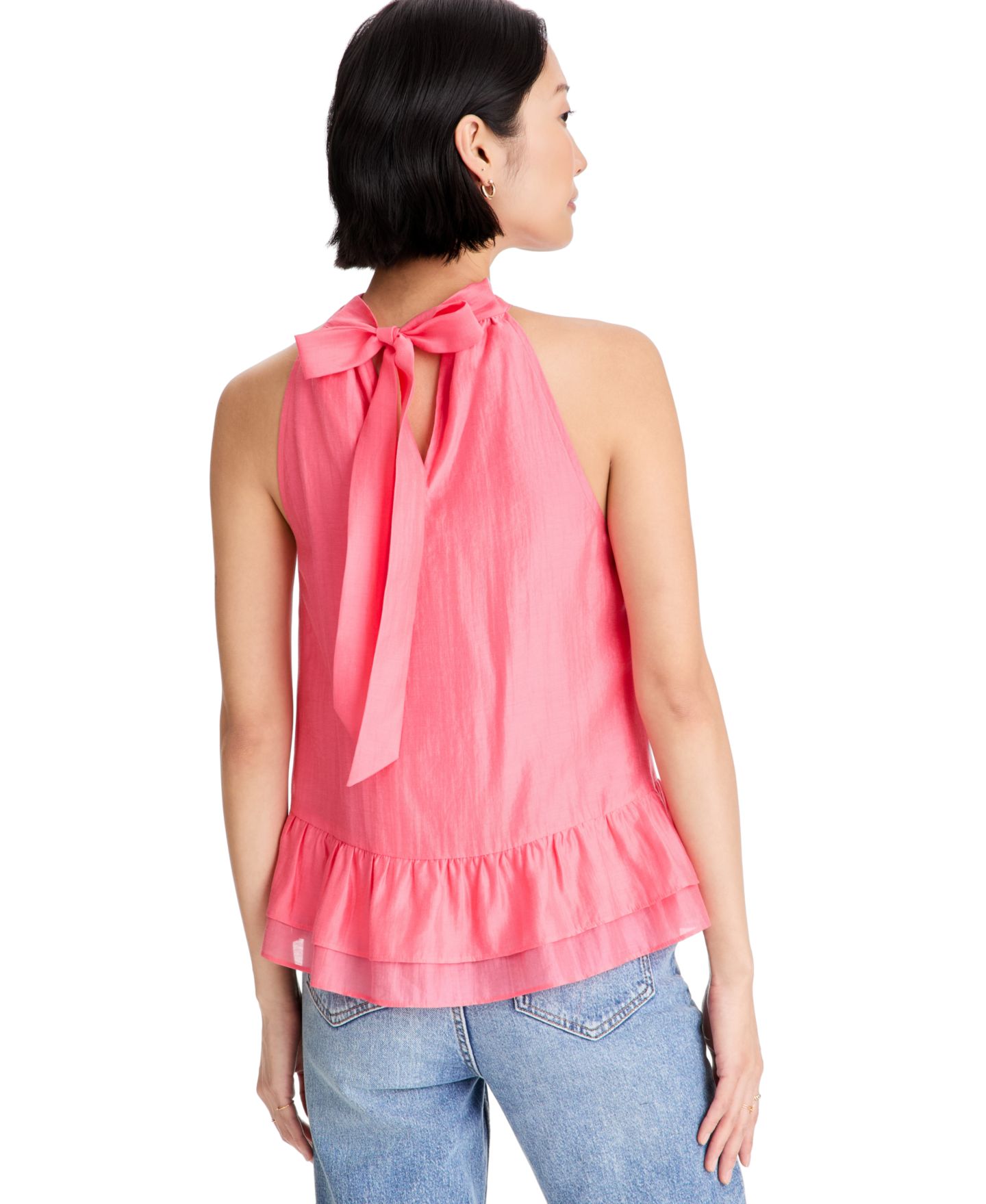 Женский топ On 34th Halter Bow Tie Neck Ruffle Hem, цвет: Коралловый — фото 5