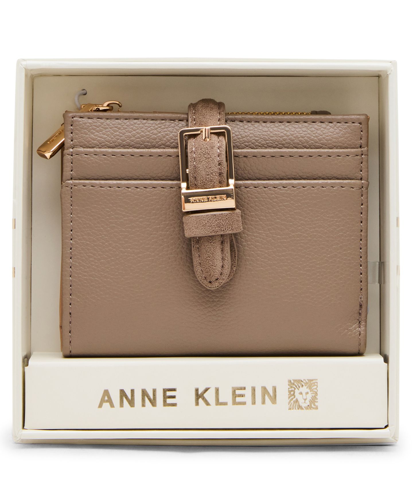 Двойной кошелёк Anne Klein с пряжкой золотистого цвета, цвет: Бежевый — фото 1