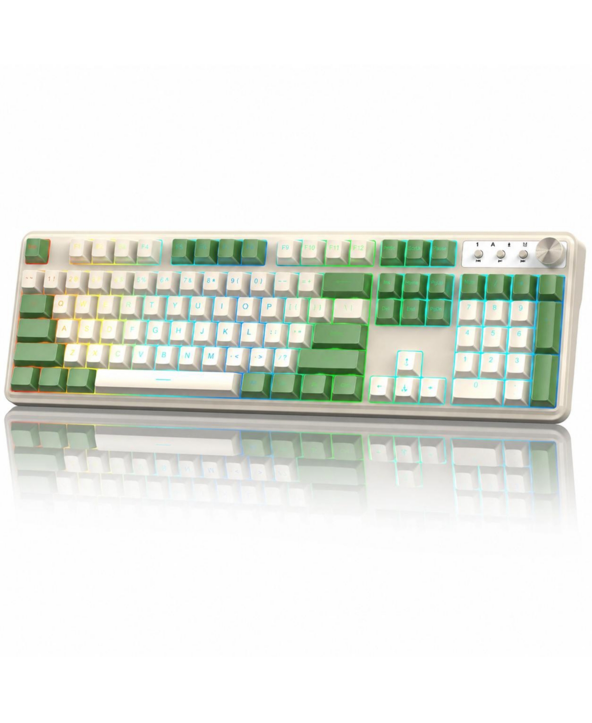 Lofree Wireless Mechanical Gaming Keyboard 108 Key Hot Swappable Rgb Tri Mode - White-green