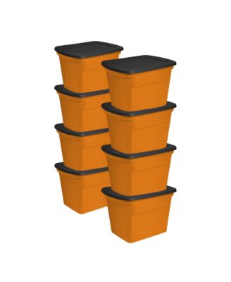 18 Gallon Orange Plastic Storage Container Bin Tote with Lid (24 Pack)