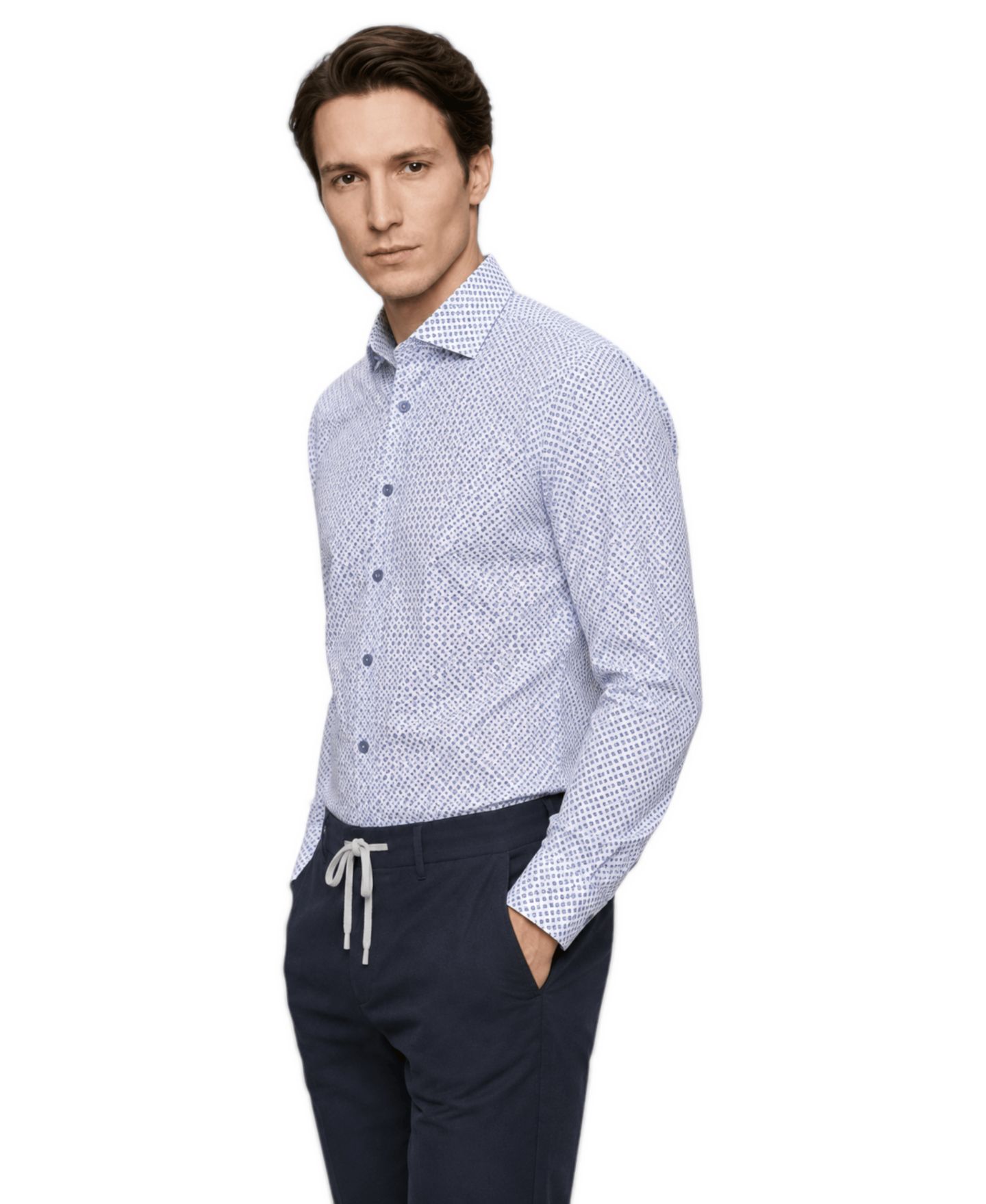 Мужская рубашка Garnet Regular-Fit Spread-Collar Print Long-Sleeve Button-Down, цвет: Lake — фото 6