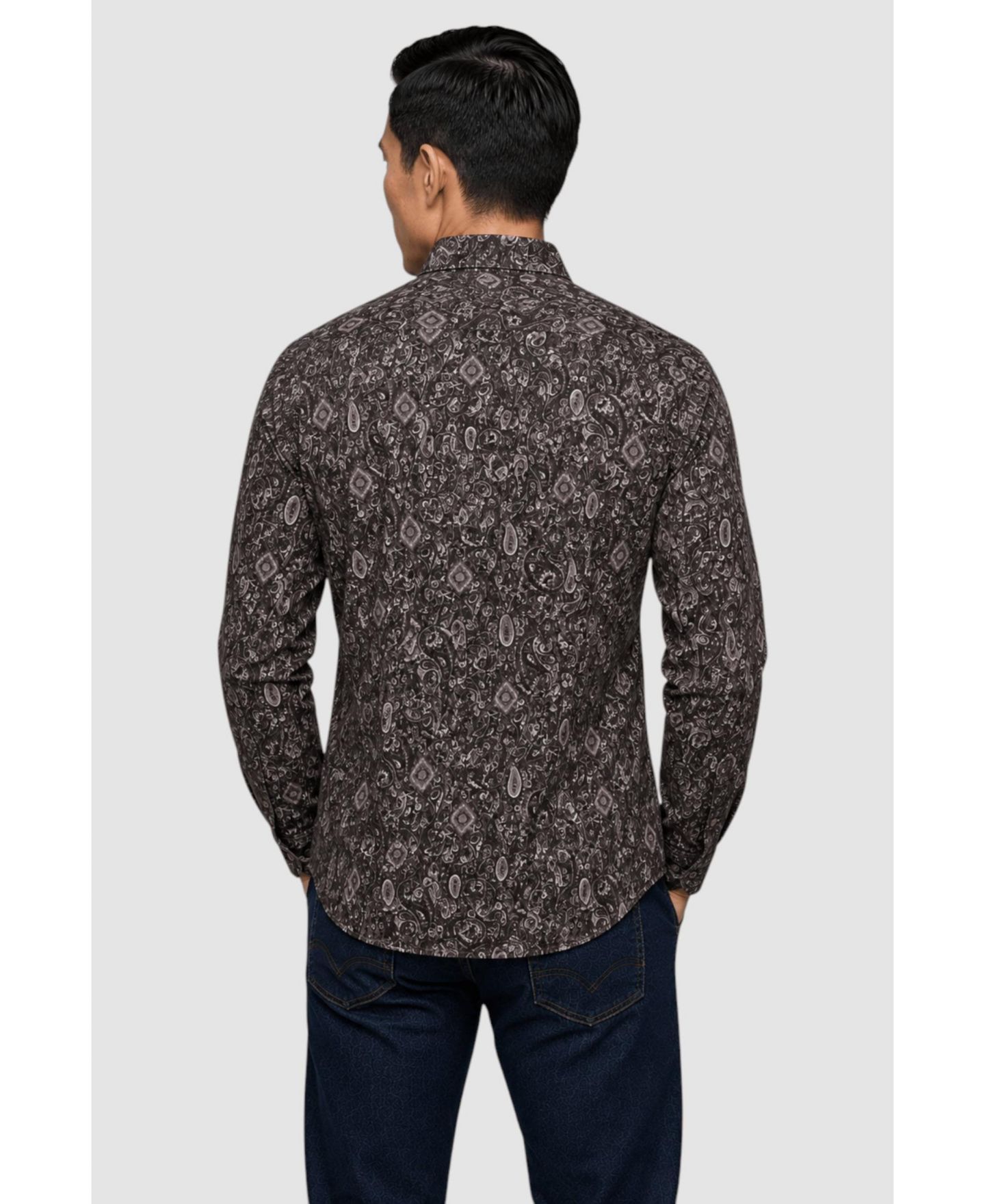 Мужская рубашка Garnet Spread Collar Print Long-Sleeve, цвет: Коньячный — фото 3