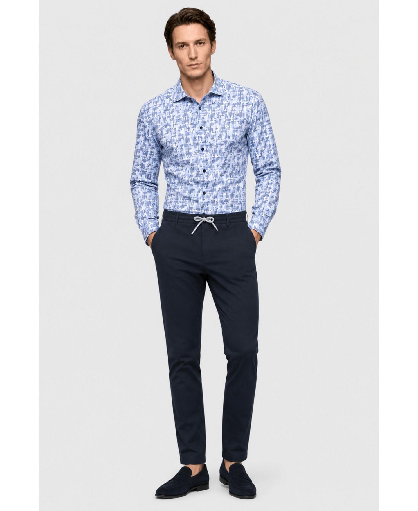 Мужская рубашка Garnet Regular-Fit Print Long-Sleeve Button-Down, цвет: Небесно-голубой — фото 2