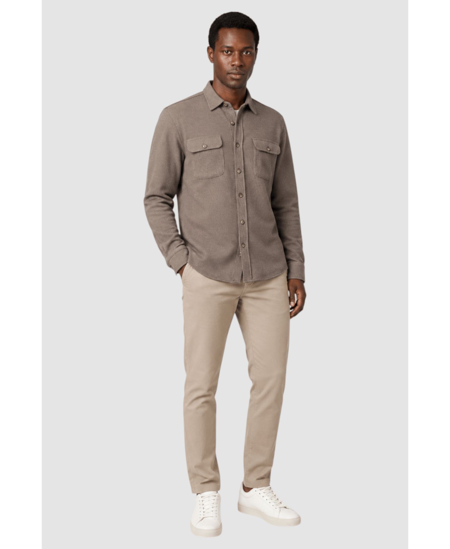 Мужская рубашка Garnet Regular-Fit Flap-Pocket Overshirt, цвет: Серо-коричневый — фото 5