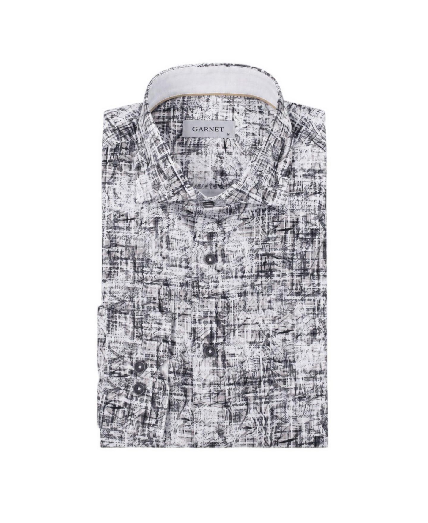 Мужская рубашка Garnet Print Spread-Collar Long-Sleeve, цвет: Овсяный — фото 1