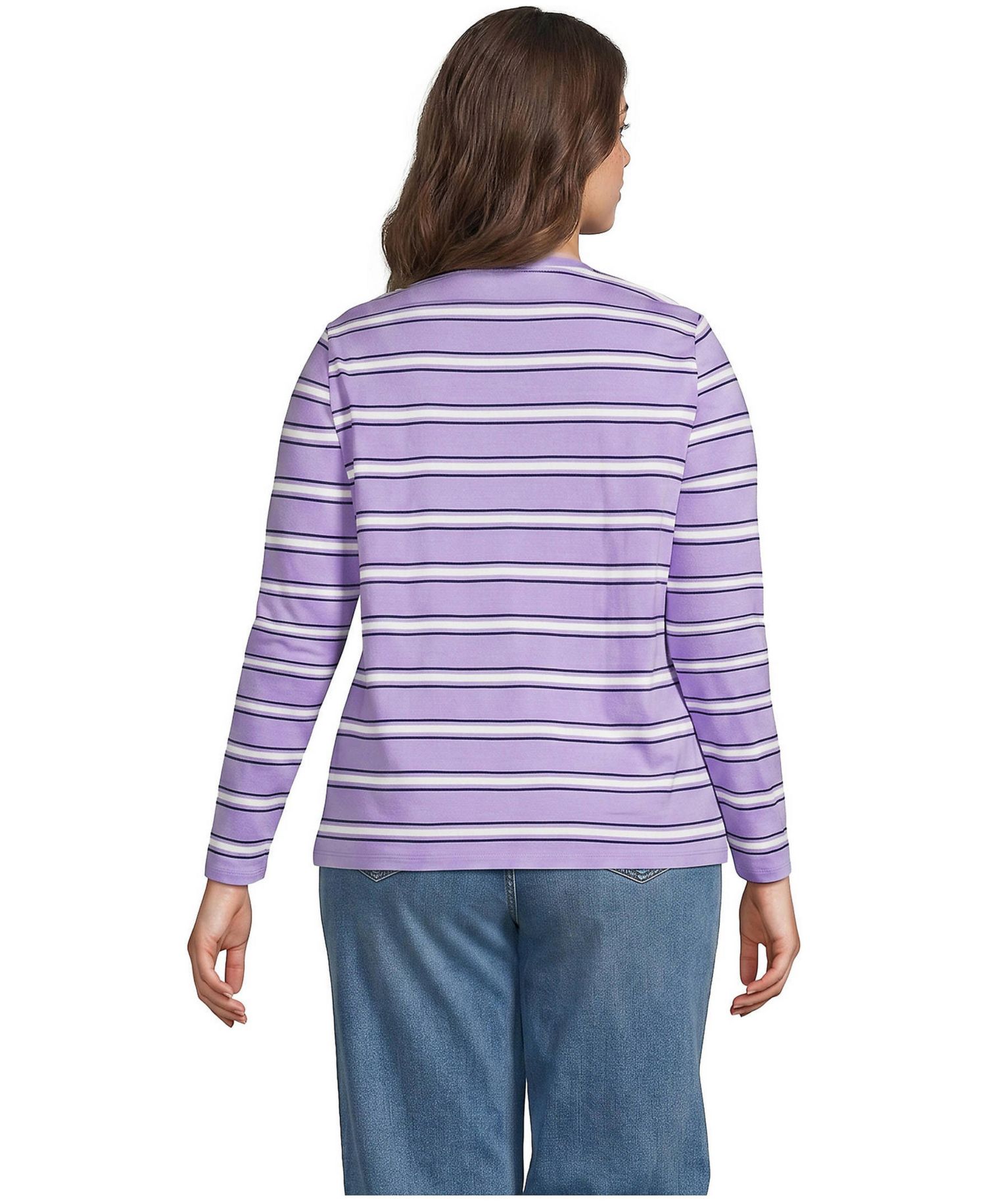 Plus Size Supima Cotton Long Sleeve Crewneck T-Shirt
