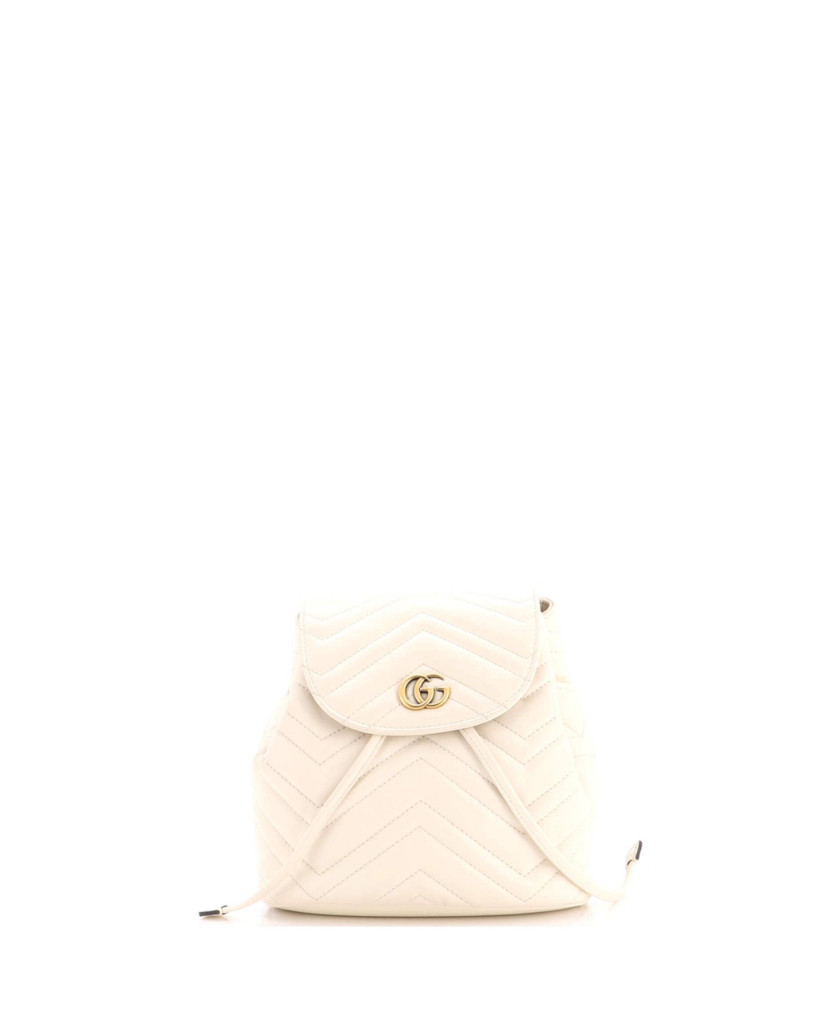 Pre-Owned Gucci Mini Gg Marmont Drawstring Backpack Matelasse Leather - Natural