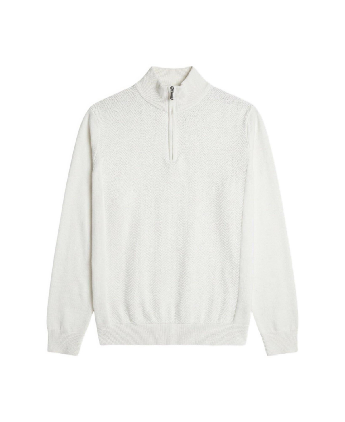 Garnet Men's Regular-Fit Quarter-Zip Mock-Neck Sweater - White