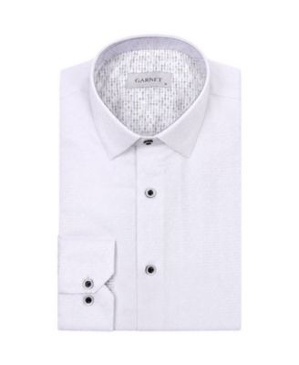 Men's Regular-Fit Jacquard Contrast-Trim Dress Shirt