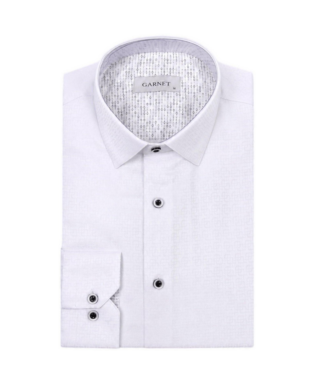 Garnet Men's Regular-Fit Jacquard Contrast-Trim Dress Shirt