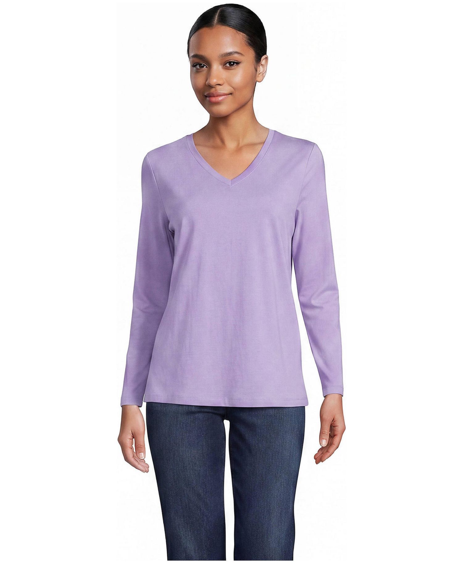 Women's Supima Cotton Long Sleeve V-Neck T-Shirt